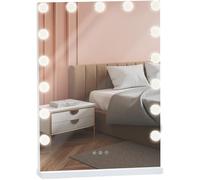 CLP Espejo De Maquillaje Murrieta con Luz LED Regulable & Control Táctil I Espejo De Tocador Moderno En Estilo Hollywood, Color:Blanco