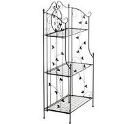 CLP Estanteria de pie Plegable Reus, Estante Escalonado Estilo Rustico, estanteria para Plantas de Metal, compacta para Interior y Exterior, Color:Negro