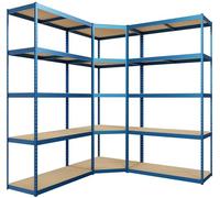 CLP Estantería Modular De 3 Piezas para Cargas Pesadas I Mueble Versátil para Almacenar De Acero & Estantes De Madera, Color:Azul