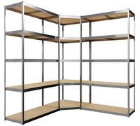 CLP Estantería Modular De 3 Piezas para Cargas Pesadas I Mueble Versátil para Almacenar De Acero & Estantes De Madera, Color:Plata