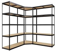 CLP Estantería Modular De 3 Piezas para Cargas Pesadas I Mueble Versátil para Almacenar De Acero & Estantes De Madera, Color:Negro