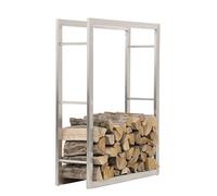 CLP Estantería para Guardar Leña Keri sin Pared Posterior | Soporte de Almacenamiento de Leña de Acero Inoxidable I Leñero Moderno I, Tamaño:25x80x100 cm