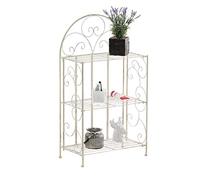 CLP Estantería Rosa Estable Estilo rústico | Estantería Plegable de Hierro con 3 estantes, Color:Crema Envejecido