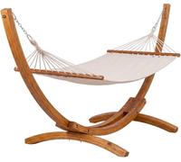 CLP Hamaca con Soporte Herriman, Soporte de Madera de eucalipto, para Jardin y terraza, 2 Personas, soporta hasta 160 kg Color Crema