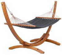 CLP Hamaca con Soporte Herriman, Soporte de Madera de eucalipto, para Jardin y terraza, 2 Personas, soporta hasta 160 kg Color Gris