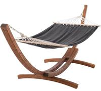 CLP Hamaca Miramar autoportante con Soporte de Madera de eucalipto, Estructura hasta 150 kg, Ideal para Jardin, terraza y Balcon, Color:Gris