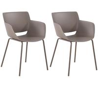 CLP Juego de 2 sillas Alpena I Silla de exterior totalmente resistente a la intemperie y a los rayos UV I Armazón de la silla de acero con recubrimiento en polvo I Sillón de exterior, Color:gris pardo