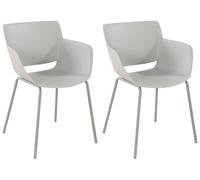 CLP Juego de 2 sillas Alpena I Silla de exterior totalmente resistente a la intemperie y a los rayos UV I Armazón de la silla de acero con recubrimiento en polvo I Sillón de exterior, Color:gris claro