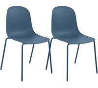 CLP Juego de 2 sillas apilables Hardin con Asiento ergonómico de plástico y Estructura metálica para Comedor, Sala de reuniones y Cocina Color:Azul