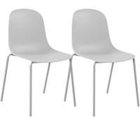 CLP Juego de 2 sillas apilables Hardin con Asiento ergonómico de plástico y Estructura metálica para Comedor, Sala de reuniones y Cocina Color:Gris Claro