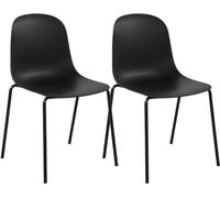 CLP Juego de 2 sillas apilables Hardin con Asiento ergonómico de plástico y Estructura metálica para Comedor, Sala de reuniones y Cocina Color:Negro