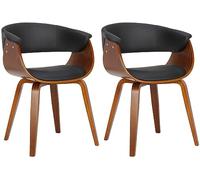 CLP Juego de 2 sillas Bruce con tapizado de Piel sintética | Sillón con Respaldo y Estructura de Madera | Capacidad de Carga hasta 150, Color:Negro