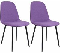 CLP Juego de 2 sillas de Comedor Acolchadas Maryam, Silla de Cocina con Respaldo y Estructura de Metal Negro, soporta hasta 150 kg, Color:Violeta, Material:Tela