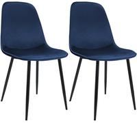 CLP Juego de 2 sillas de Comedor Acolchadas Maryam, Silla de Cocina con Respaldo y Estructura de Metal Negro, soporta hasta 150 kg Color:Azul Oscuro;Material:Terciopelo