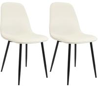 CLP Juego de 2 sillas de Comedor Acolchadas Maryam, Silla de Cocina con Respaldo y Estructura de Metal Negro, soporta hasta 150 kg, Color:Crema, Material:Terciopelo