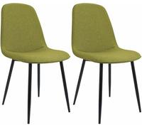 CLP Juego de 2 sillas de Comedor Acolchadas Maryam, Silla de Cocina con Respaldo y Estructura de Metal Negro, soporta hasta 150 kg, Color:Verde Claro, Material:Tela