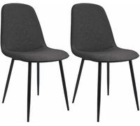 CLP Juego de 2 sillas de Comedor Acolchadas Maryam, Silla de Cocina con Respaldo y Estructura de Metal Negro, soporta hasta 150 kg, Color:Gris Oscuro, Material:Tela