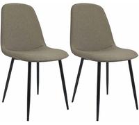CLP Juego de 2 sillas de Comedor Acolchadas Maryam, Silla de Cocina con Respaldo y Estructura de Metal Negro, soporta hasta 150 kg, Color:Gris Pardo, Material:Tela