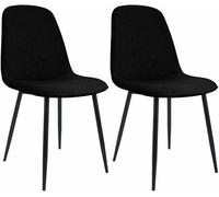 CLP Juego de 2 sillas de Comedor Acolchadas Maryam, Silla de Cocina con Respaldo y Estructura de Metal Negro, soporta hasta 150 kg, Color:Negro, Material:Tela