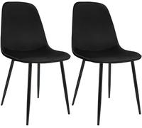 CLP Juego de 2 sillas de Comedor Acolchadas Maryam, Silla de Cocina con Respaldo y Estructura de Metal Negro, soporta hasta 150 kg, Color:Negro, Material:Terciopelo