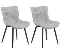 CLP Juego De 2 Sillas De Comedor Brady En Polipiel o Terciopelo I Butacas De Salón Modernas con Base Metálica Color:Gris;Material:Cuero Sintetico
