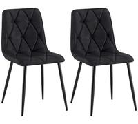 CLP Juego de 2 sillas de Comedor Clairton, Silla de Cocina Acolchada con tapizado capitoné, soporta hasta 150 kg, Color:Negro, Material:Tela