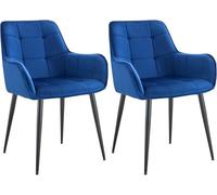 CLP Juego de 2 sillas de Comedor Ferndale con Funda de Terciopelo I Sillón Acolchado con robustas Patas de Metal para salón, Color:Azul Oscuro