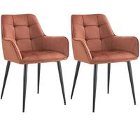 CLP Juego de 2 sillas de Comedor Ferndale con Funda de Terciopelo I Sillón Acolchado con robustas Patas de Metal para salón, Color:marrón