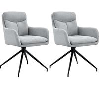 CLP Juego de 2 sillas de Comedor giratorias Somers de Tela, sillón Giratorio 180° con reposabrazos y Respaldo, sillas de Cocina tapizadas, Color:Gris Claro