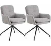 CLP Juego de 2 sillas de Comedor giratorias Tejido Pickett, sillones giratorios 180° con reposabrazos, Capacidad de Carga hasta 150 kg Color:Gris Pardo