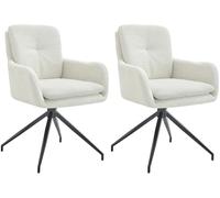 CLP Juego de 2 sillas de Comedor giratorias Tejido Pickett, sillones giratorios 180° con reposabrazos, Capacidad de Carga hasta 150 kg, Color:Crema