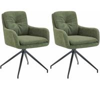 CLP Juego de 2 sillas de Comedor giratorias Tejido Pickett, sillones giratorios 180° con reposabrazos, Capacidad de Carga hasta 150 kg | Color Verde