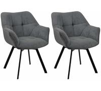 CLP Juego de 2 sillas de Comedor Jordi Cord I Silla tapizada giratoria I Sillón con Estructura metálica de 4 Patas, Color:Gris Oscuro