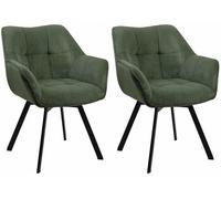 CLP Juego de 2 sillas de Comedor Jordi Cord I Silla tapizada giratoria I Sillón con Estructura metálica de 4 Patas, Color:Verde Claro
