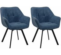 CLP Juego de 2 sillas de Comedor Jordi Cord I Silla tapizada giratoria I Sillón con Estructura metálica de 4 Patas, Color:Azul