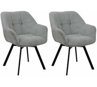 CLP Juego de 2 sillas de Comedor Jordi Cord I Silla tapizada giratoria I Sillón con Estructura metálica de 4 Patas, Color:Gris