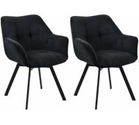 CLP Juego de 2 sillas de Comedor Jordi Cord I Silla tapizada giratoria I Sillón con Estructura metálica de 4 Patas, Color:Negro