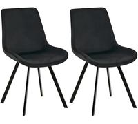 CLP Juego de 2 sillas de Comedor Lewes con Funda de Terciopelo I Silla tapizada giratoria 360 Grados I Silla de Cocina con Respaldo, Color:Negro