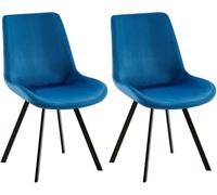 CLP Juego de 2 sillas de Comedor Lewes con Funda de Terciopelo I Silla tapizada giratoria 360 Grados I Silla de Cocina con Respaldo, Color:Azul Oscuro