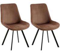CLP Juego de 2 sillas de Comedor Lewes con Funda de Terciopelo I Silla tapizada giratoria 360 Grados I Silla de Cocina con Respaldo, Color:marrón