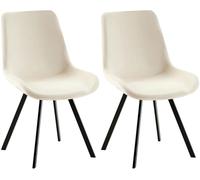 CLP Juego de 2 sillas de Comedor Lewes con Funda de Terciopelo I Silla tapizada giratoria 360 Grados I Silla de Cocina con Respaldo, Color:Crema