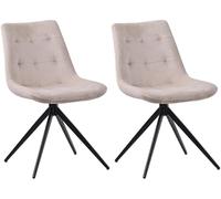 CLP Juego de 2 sillas de Comedor Merna I Silla de Cocina, tapizada y giratoria I Silla tapizada con Respaldo, Color:Crema, Material:Terciopelo