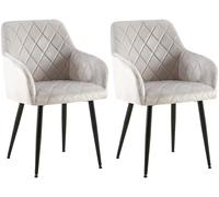 CLP Juego de 2 sillas de Comedor Monett I Silla tapizada con Funda de Terciopelo I con Robusta Estructura de Metal, Color:Gris, Material del Soporte:Negro Mate Metal