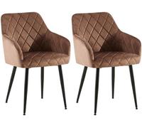 CLP Juego de 2 sillas de Comedor Monett I Silla tapizada con Funda de Terciopelo I con Robusta Estructura de Metal, Color:marrón, Material del Soporte:Negro Mate Metal