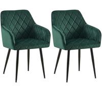 CLP Juego de 2 sillas de Comedor Monett I Silla tapizada con Funda de Terciopelo I con Robusta Estructura de Metal, Color:Verde Claro, Material del Soporte:Negro Mate Metal