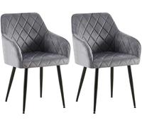 CLP Juego de 2 sillas de Comedor Monett I Silla tapizada con Funda de Terciopelo I con Robusta Estructura de Metal, Color:Gris Oscuro, Material del Soporte:Negro Mate Metal