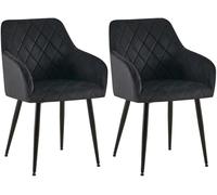 CLP Juego de 2 sillas de Comedor Monett I Silla tapizada con Funda de Terciopelo I con Robusta Estructura de Metal, Color:Negro, Material del Soporte:Negro Mate Metal