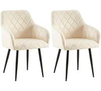 CLP Juego de 2 sillas de Comedor Monett I Silla tapizada con Funda de Terciopelo I con Robusta Estructura de Metal, Color:Crema, Material del Soporte:Negro Mate Metal