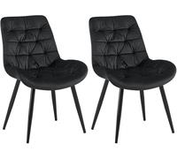 CLP Juego de 2 sillas de Comedor Rossford de Terciopelo I Silla con Respaldo I Sillón con Protectores de Suelo I Capacidad de Carga hasta 150 kg, Color:Negro