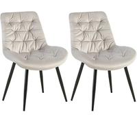 CLP Juego de 2 sillas de Comedor Rossford de Terciopelo I Silla con Respaldo I Sillón con Protectores de Suelo I Capacidad de Carga hasta 150 kg, Color:Gris